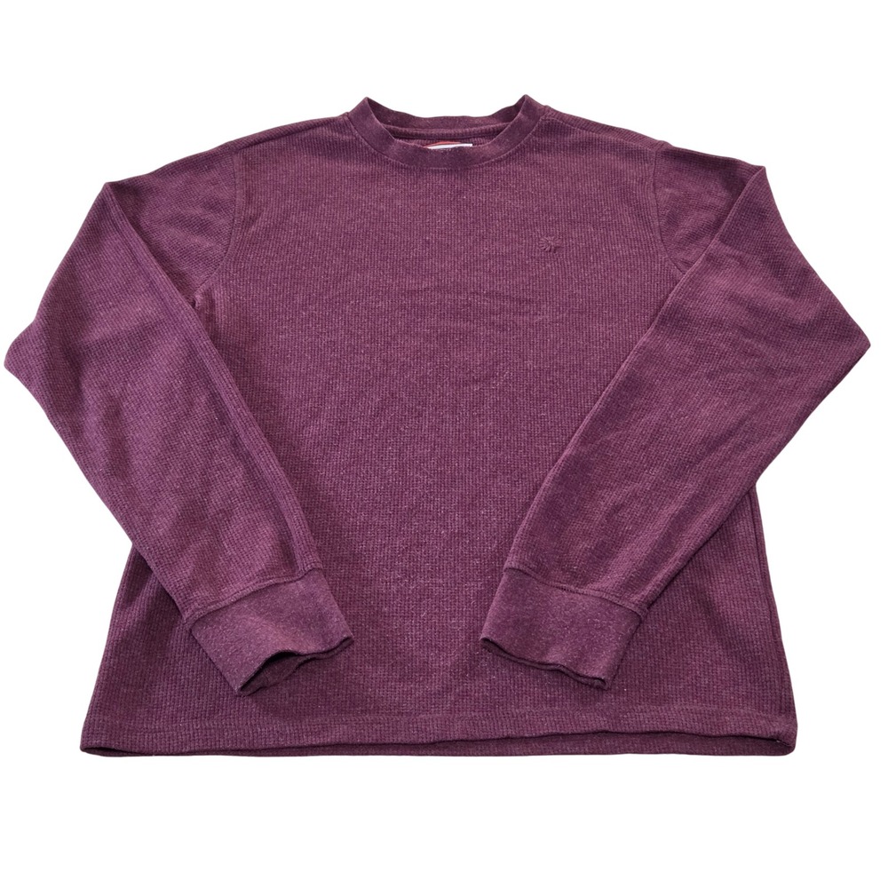 Akademiks Mens‎ Small Burgundy Purple Long Sleeve Waffle Knit Thermal Shirt